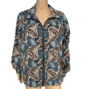 Xposure silk vintage 100% silk front zip bomber jacket size M